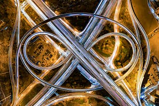 Aerial shot of tianjin city overpass in China