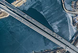 Aerial view of Haihe Bridge in Tianjin Binhai New Area