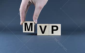 Minimum viable product MVP. Cubes form words Minimum viable product MVP