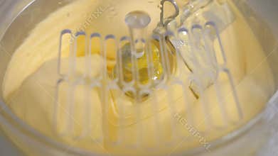There is machine for making ice cream. Industrial preparation of italian creamy ice cream.