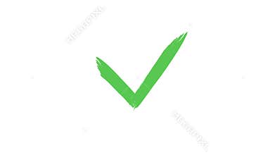 Checkmark animation. Check mark symbol. Tick sign in green color. Yes symbol choice. Draw with paint brush. 4K video