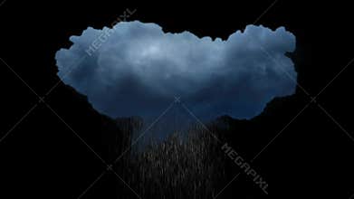 Weather thunderstorm video animation of a cloud with lightning and rain