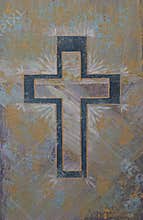 Christian cross brush paint, handmade panel