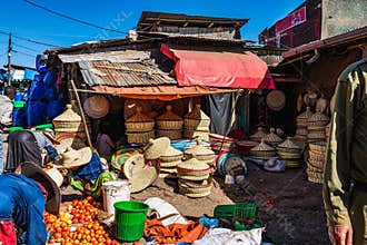 Addis Abeba, Ethiopia - Feb 01, 2020: Addis Mercato in Addis Abeba, Ethiopia in Africa