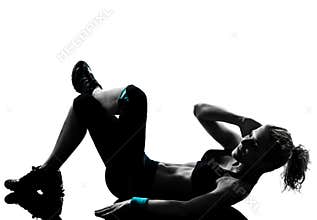 Woman workout fitness posture abdominals push ups