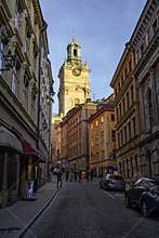 Cobblestone street in Stockholm Sweden