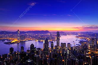 Sunrise of Victoria Harbour , Hong Kong
