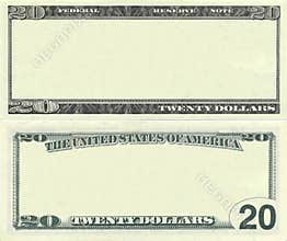 Clear 20 dollar banknote pattern