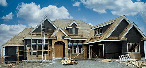 Home House Executive Designer Maison Construction Mansion Clouds Summer Sky Background
