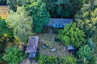 Aerial photo from flying drone of a beautiful nature landscape with growing healthy. Beauty scenery with farm