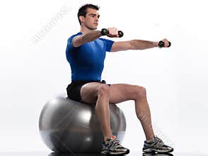 Man fitness ball Workout Posture weigth training