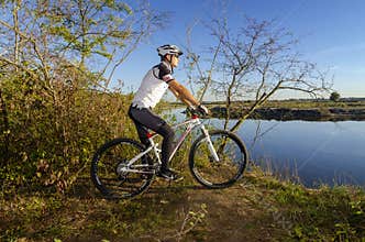 Mountain biker in the forrest