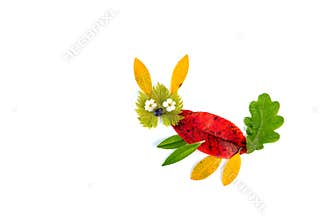 Leaf autumn craft on white background. Beautiful nature clip art for kids.