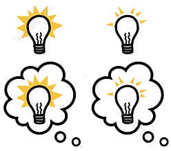Light bulb or idea isolated and in thought bubble