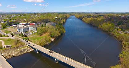 Merrimack River aerial view, New Hampshire, USA