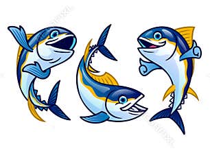 Set cute cartoon of tuna fish