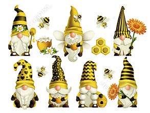 Set of gnomes bee