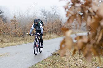Mountain biker riding downhill