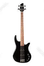Black electric bass guitar