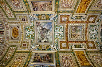 Gallery of Maps hall in Vatican museum in Vatican city, Rome, Italy