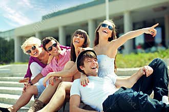 Group of cheerful friends