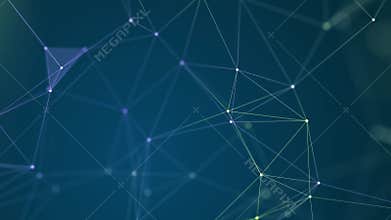 4K Abstract polygonal Connected lines and dots loop Background.