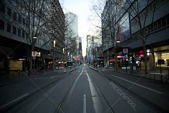 Melbourne in Lockdown July 2021 - empty city CBD streets