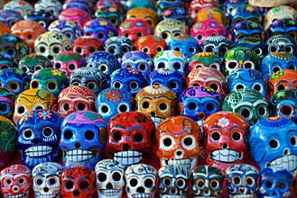 Ceramic Skulls for Sale at Chichen Itza, Mexico