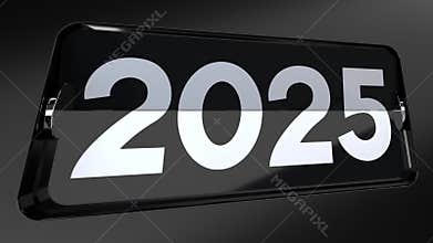 Modern flip calendar turning through the years from 2021 to 2031