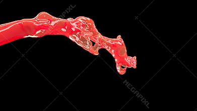 Red sweet liquid splash on black background super slow motion 1000fps