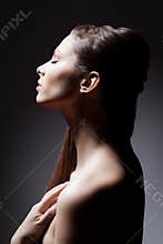 Woman profile closeup portrait