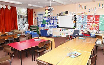 Empty school classroom