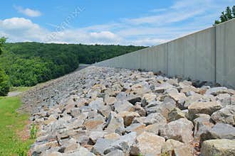 Dam Wall With Boulders