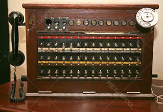 Antique telephone switchboard.