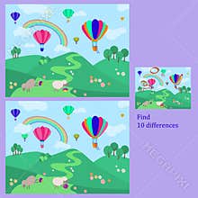 find 10 differences puzzles for children under 6 years old, presented by seasons, summer