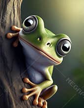 Frog in a tree cartoon