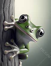Frog in a tree cartoon