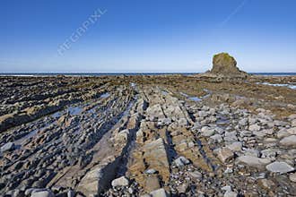 Low tide reveals amazing rocks at Widemouth beach