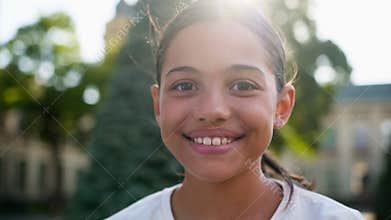 Ethnic African American young girl teen female kid healthy child schoolgirl pupil school learner student elementary