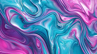 Beautiful abstract painting with pink, blue, turquoise, and purple alcohol inks blending seamlessly