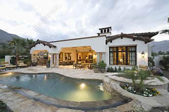 Pool And Modern Home Exterior