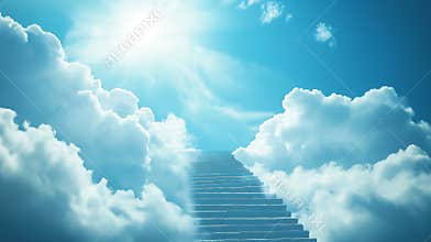 Heaven, paradise of light in sky, embodies the belief in the afterlife, where faith in God and Jesus Christ transcends death,