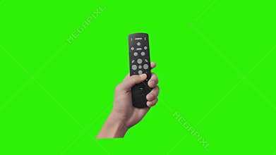 Hand holding remote stopmotion paperfold green screen