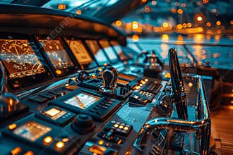 Exploring the captain s bridge control panel, steering wheel, and modern ship electronics
