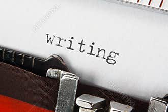 Writing text on retro typewriter