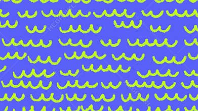 Wavy blue hand-drawn lines on a lavender background.