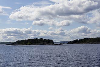 Cloudy sky over the islands on Lake Ladoga