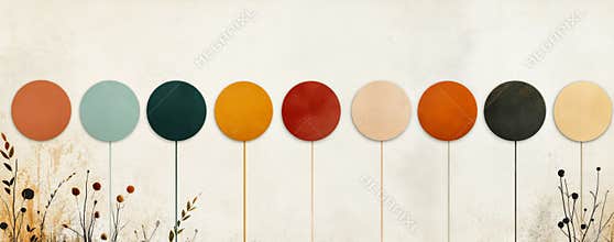 Decorative background design featuring autumn leaves and speckled patterns in varied colors