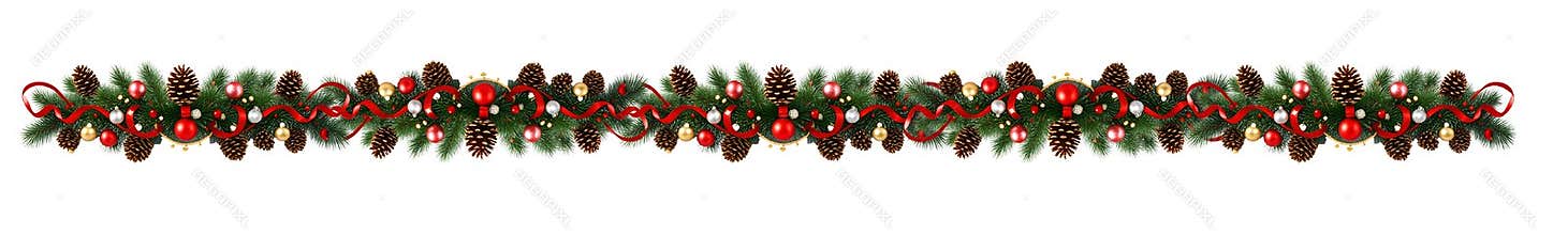 Christmas decorative border, extra wide, PNG format