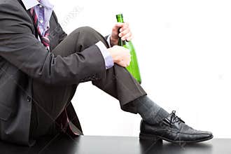 Alcoholic with bottle of wine